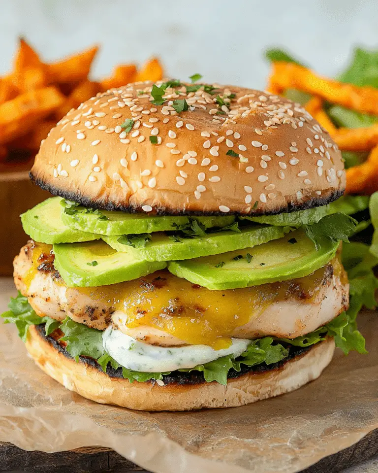 Burger poulet avocat