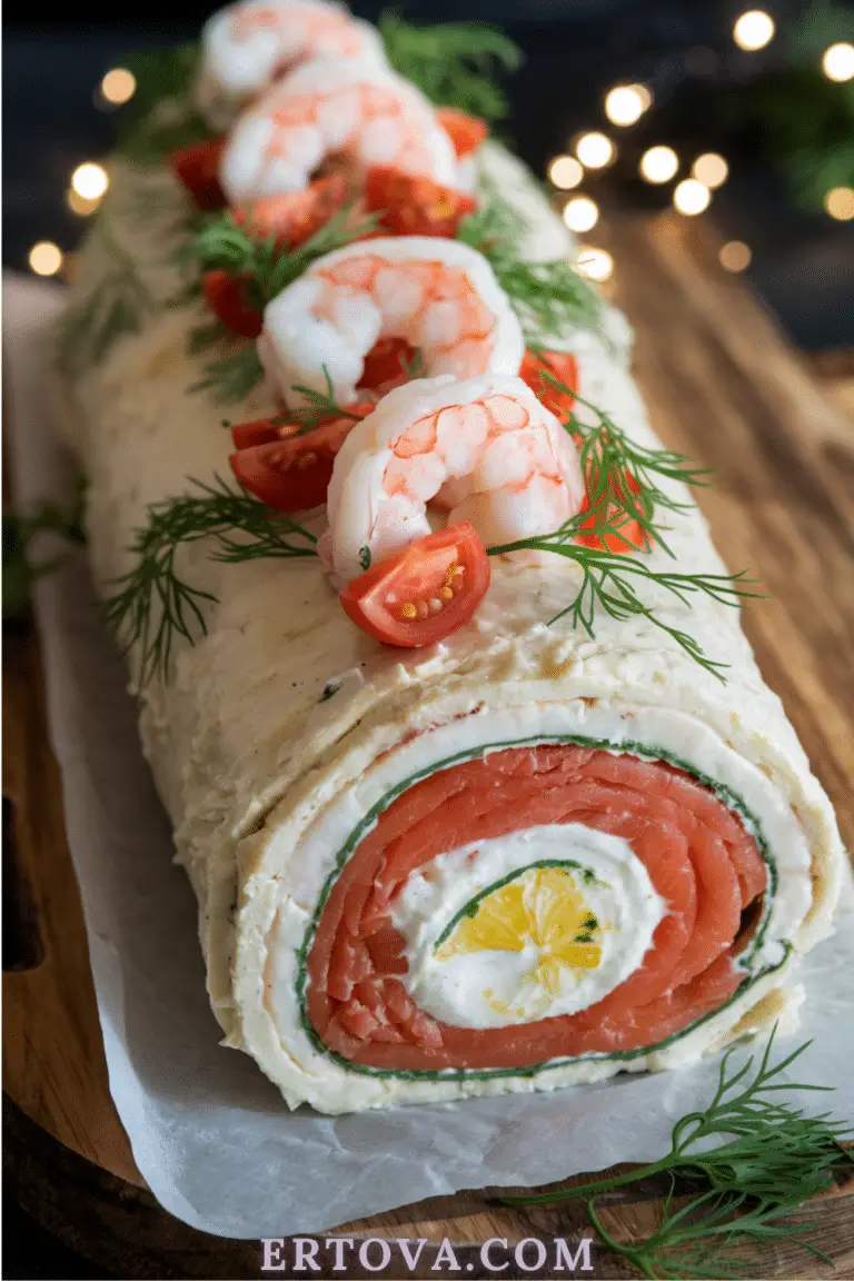 Bûche Salée aux Saveurs de la Mer : Crabe, Saumon Fumé & Gambas