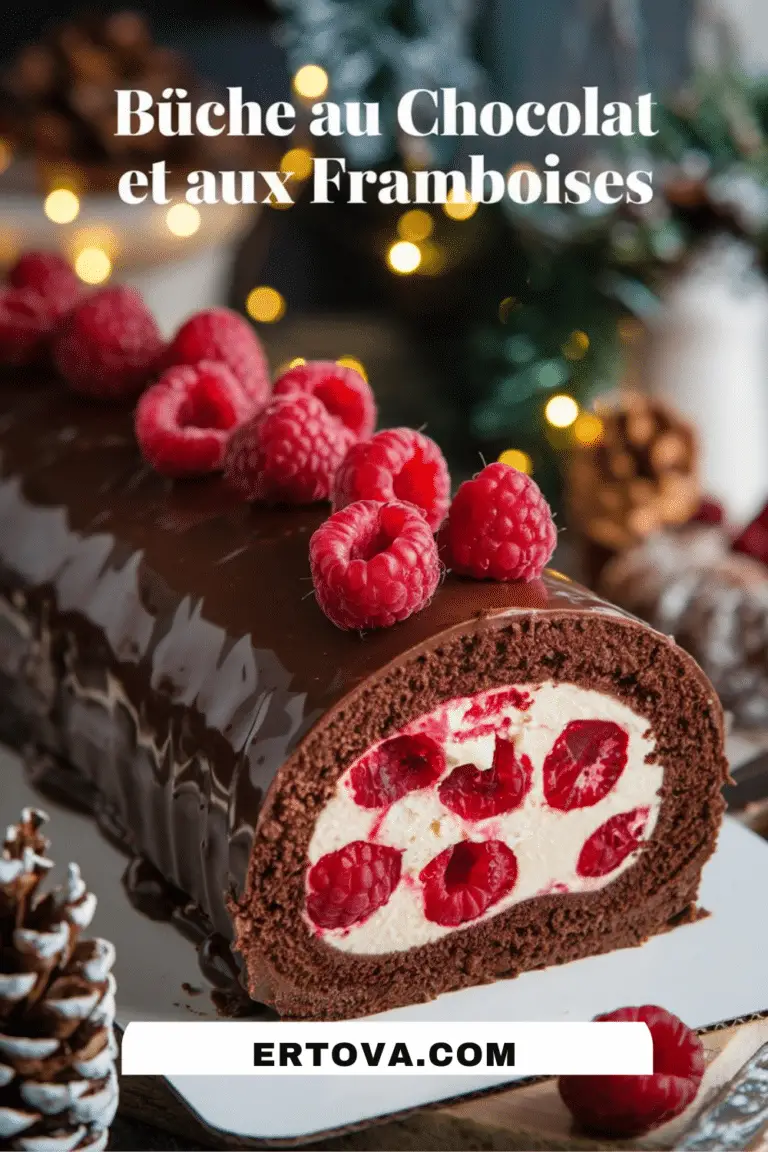 Bûche au chocolat et aux framboises