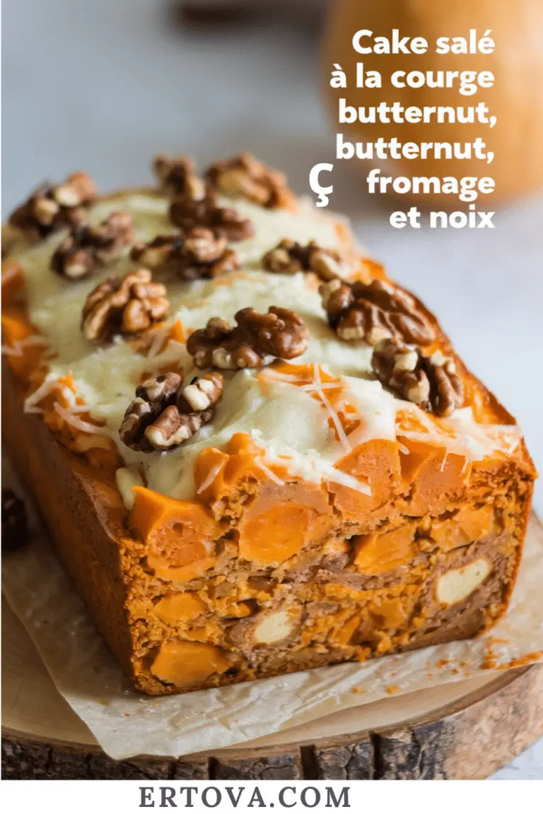 Cake salé à la courge butternut, fromage et noix