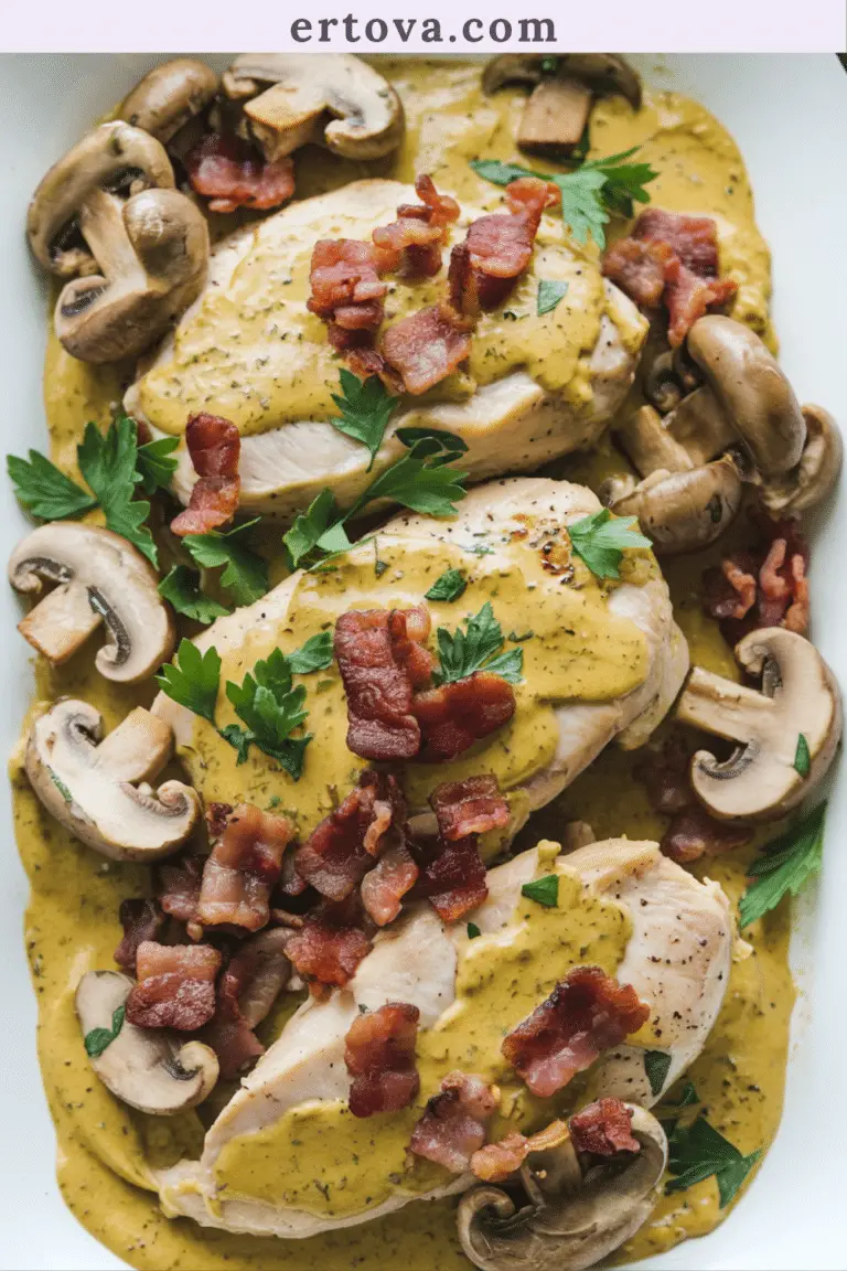 Émincés de Poulet à la Moutarde, Lardons et Champignons