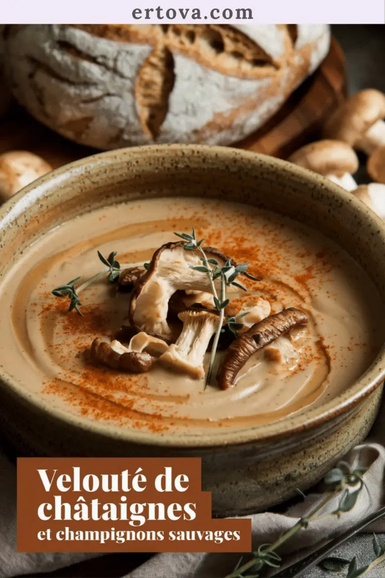 Velouté de châtaignes et champignons sauvages