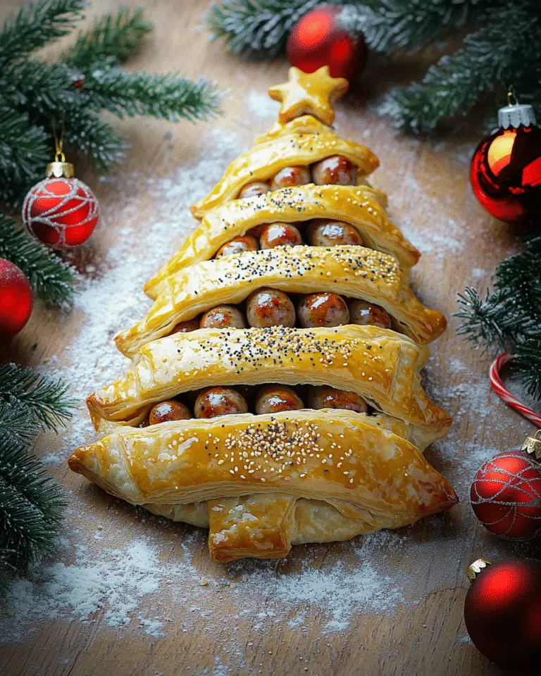 Sapin Feuilleté aux Saucisses – Apéritif Festif et Facile