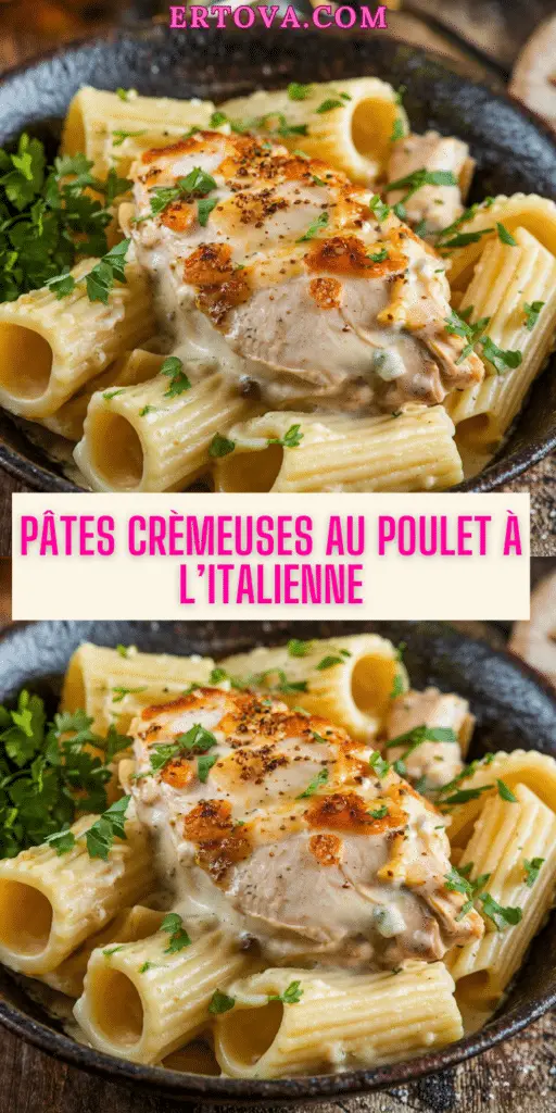 Pâtes Crémeuses au Poulet à l’Italienne : Un Plat Onctueux et Réconfortant
