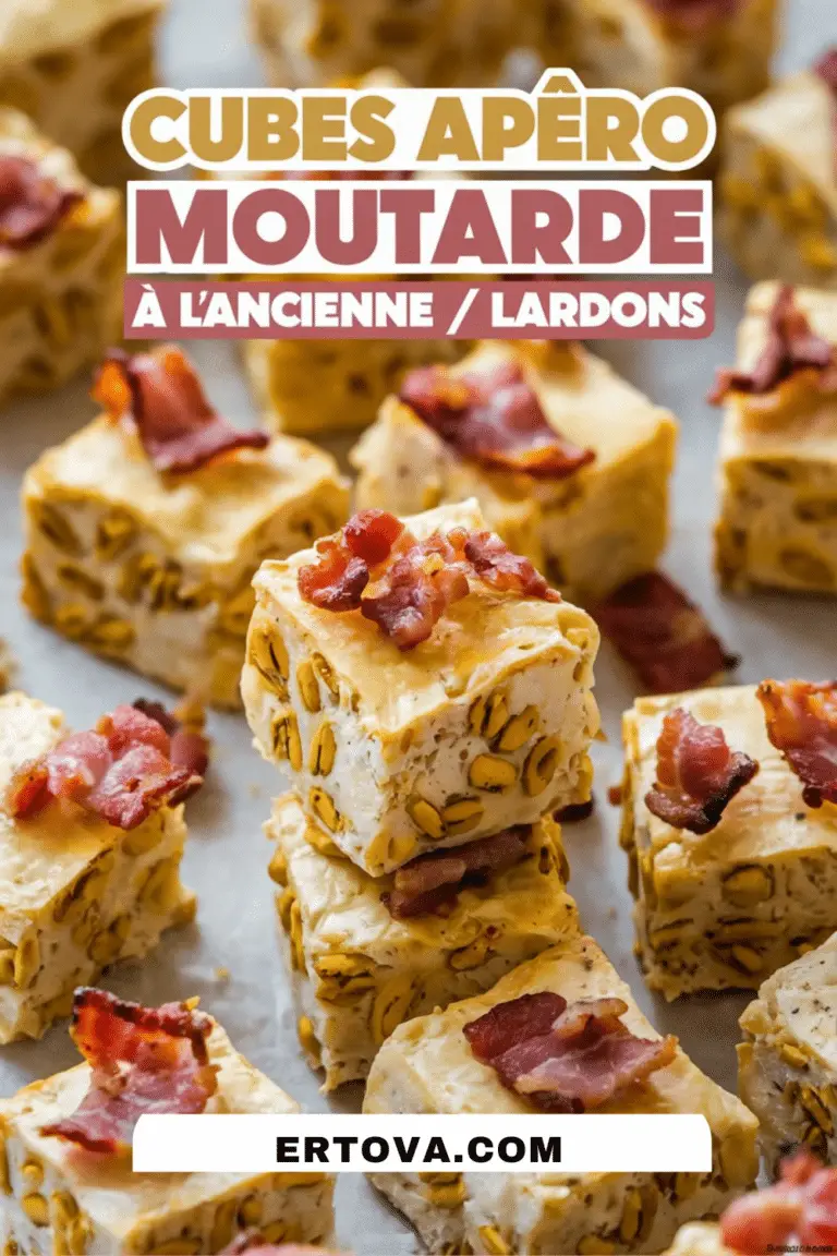 Cubes apéro moutarde à l’ancienne et lardons croustillants