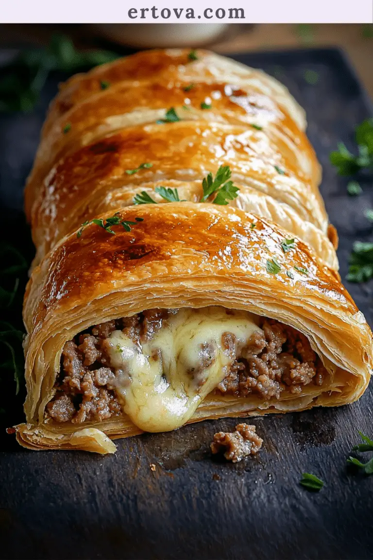 Délicieux Roulé Feuilleté à la Viande Hachée et Fromage Fondant : Un Régal Croustillant et Savoureux !