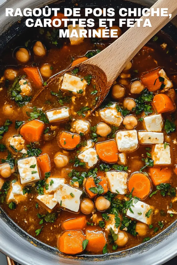Ragoût de Pois Chiches, Carottes et Feta Marinée : Un Voyage Culinaire aux Saveurs Orientales
