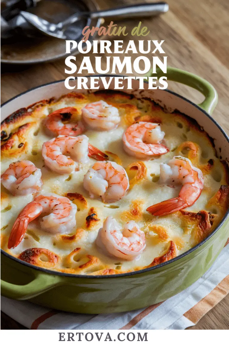 La recette du gratin de poireaux, saumon et crevettes