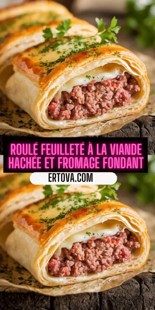 Roulé Feuilleté à la Viande Hachée et Fromage Fondant : Un Délice Facile à Préparer