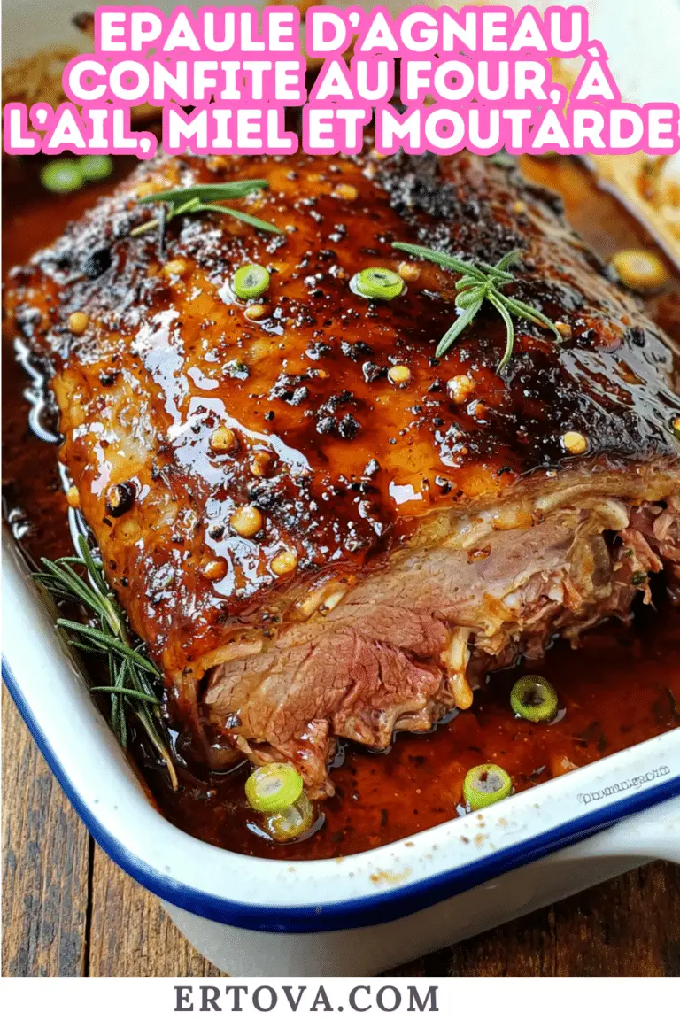 Épaule d’Agneau Confite à l’Ail, Miel et Moutarde : Un Plat Fondant et Savoureux