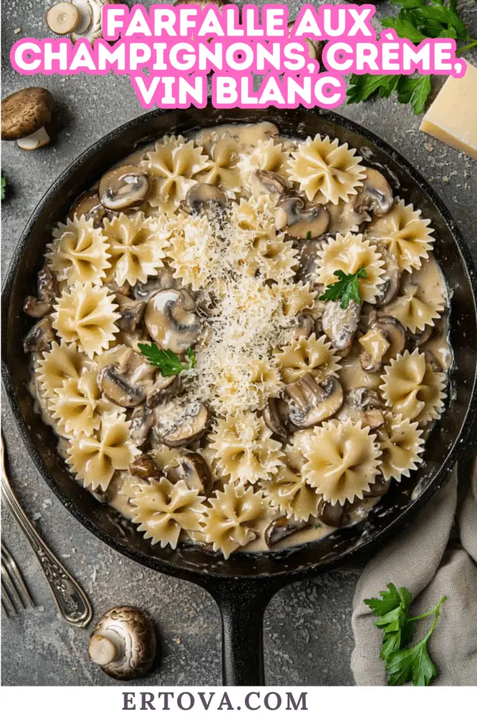 Farfalles aux Champignons, Crème et Vin Blanc : Un Délice Simple et Rapide