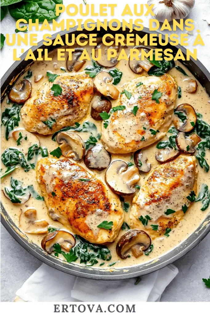 Poulet aux Champignons dans une Sauce Crémeuse à l’Ail et au Parmesan : Un Délice Italien !