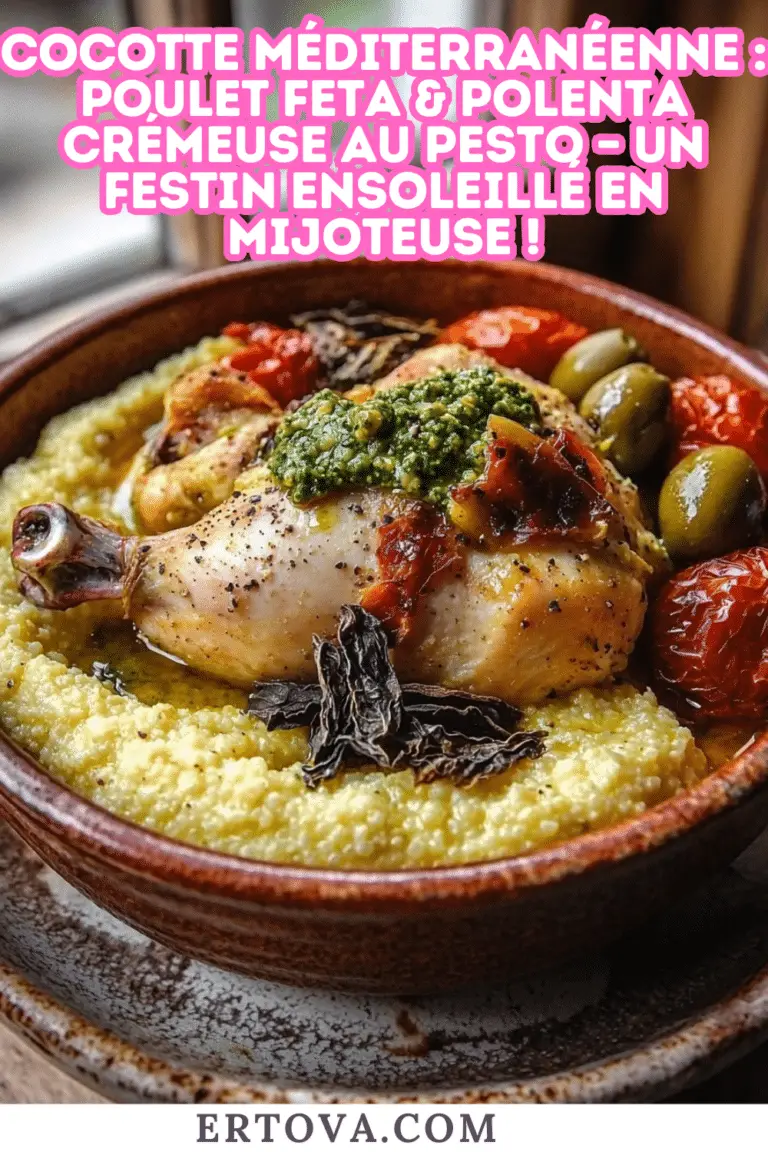 Cocotte Méditerranéenne : Poulet Feta & Polenta Crémeuse au Pesto – Un Festin Ensoleillé en Mijoteuse !