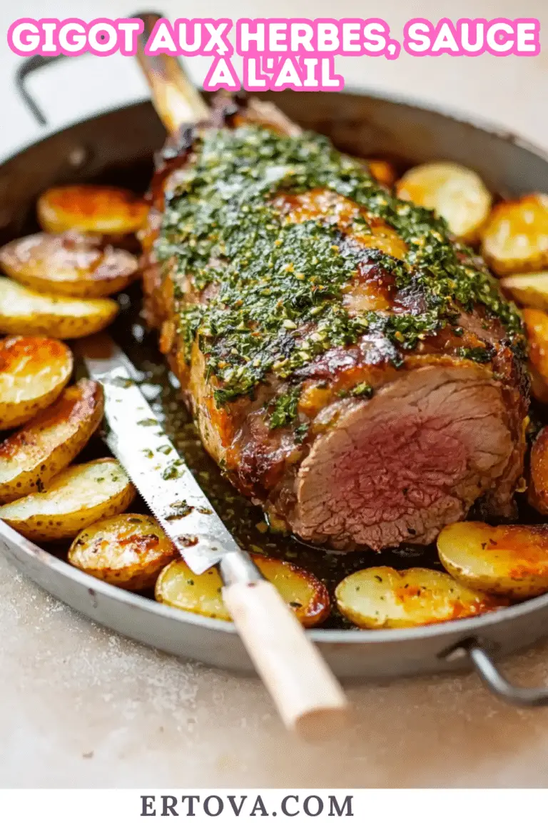 Gigot aux herbes, sauce à l’ail