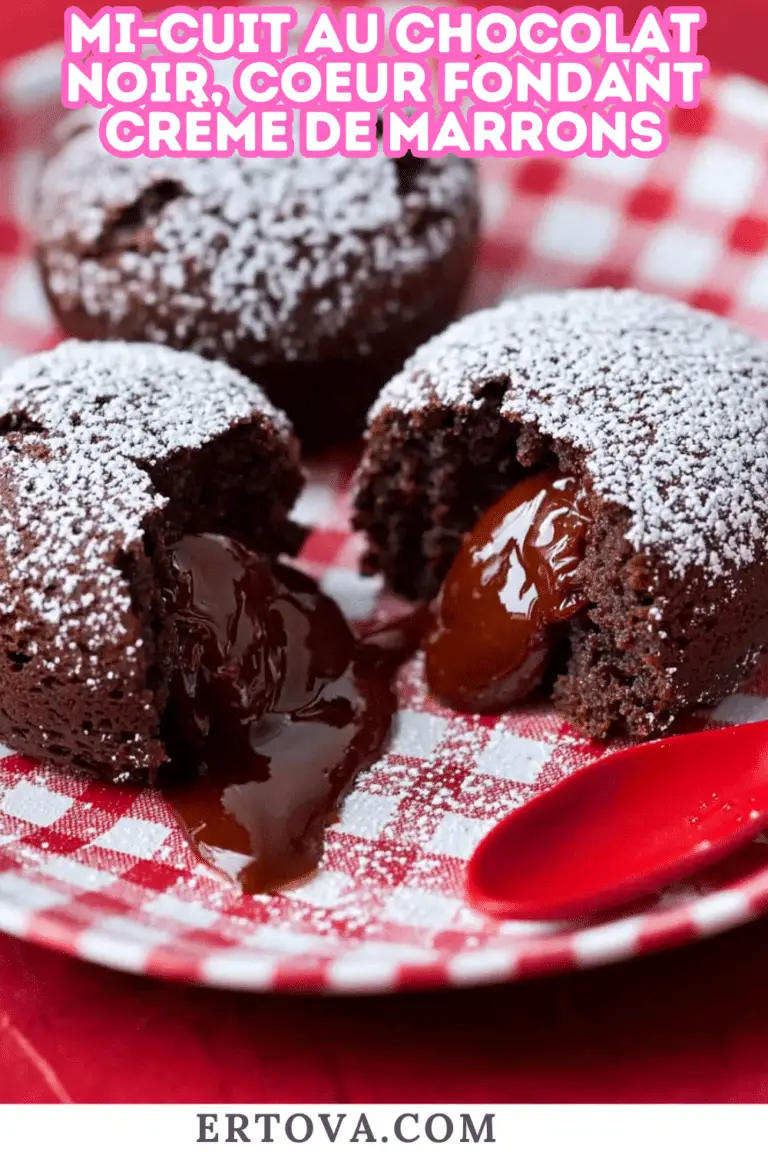 Mi-cuit au chocolat noir, coeur fondant crème de marrons
