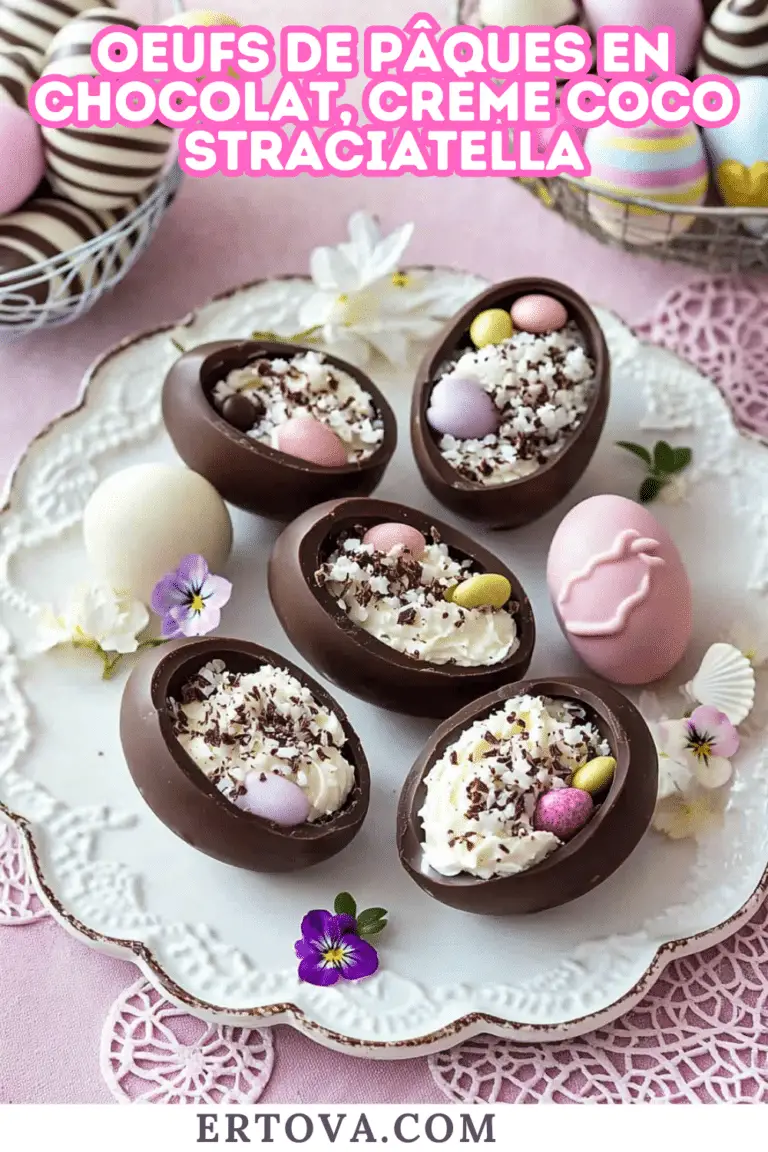 Oeufs de Pâques en chocolat, crème coco straciatella – vegan