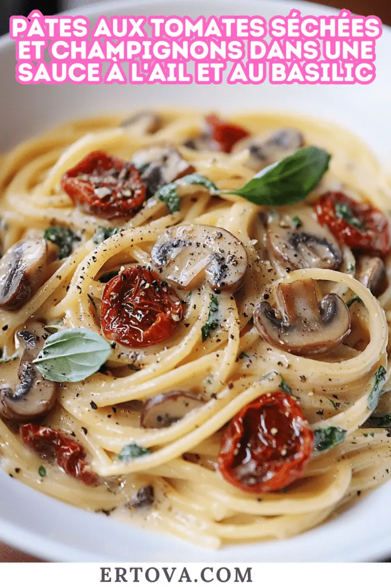Pâtes aux Tomates Séchées et Champignons dans une Sauce à l’Ail et au Basilic