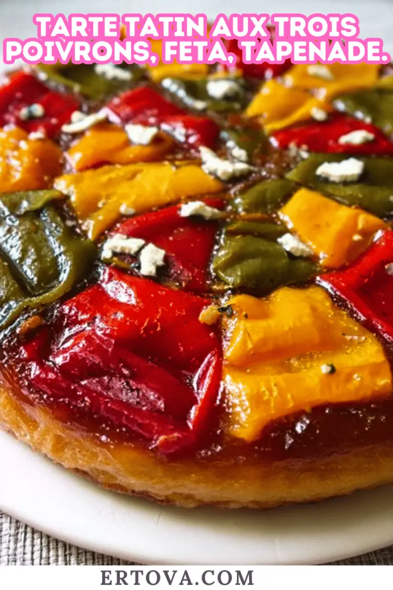 Tarte tatin aux trois poivrons, feta, tapenade.