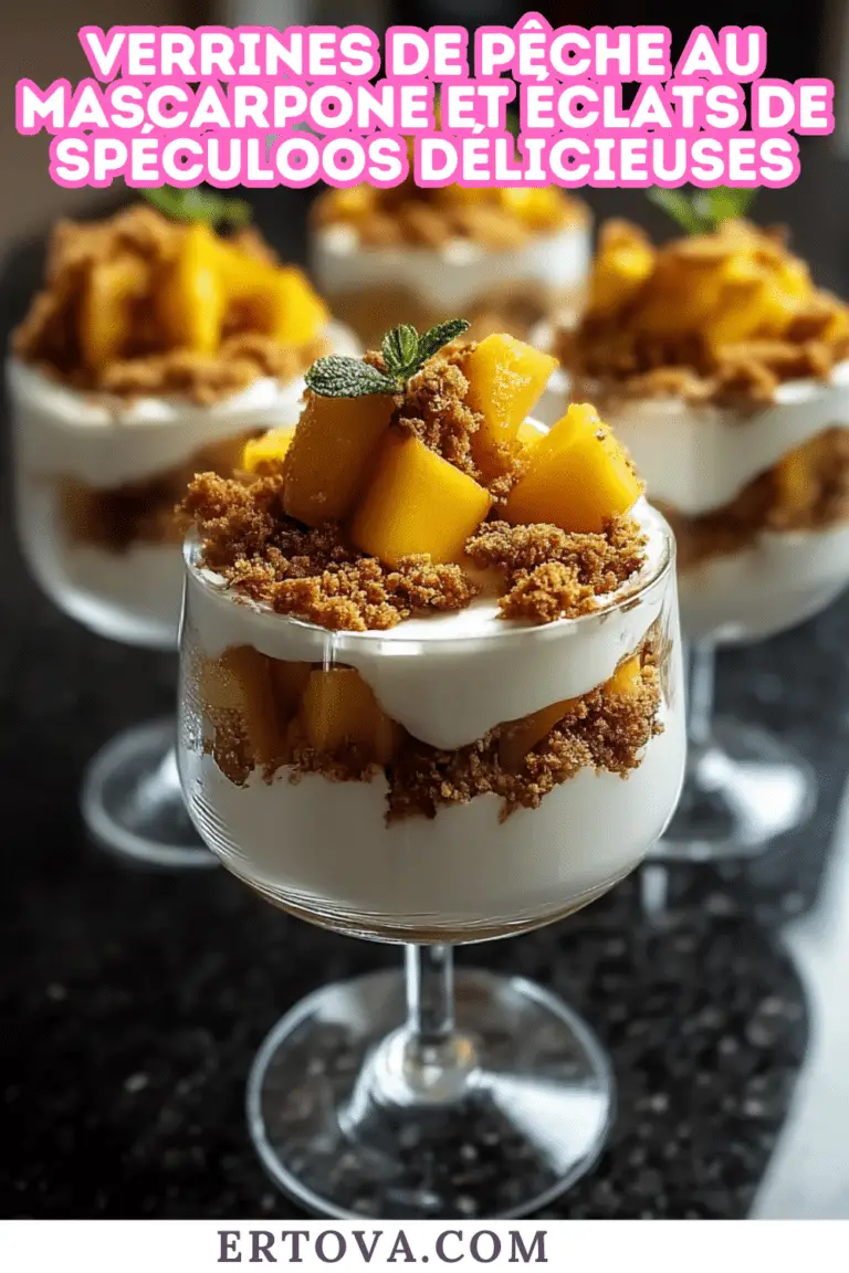 Verrines de pêche au mascarpone et éclats de spéculoos délicieuses