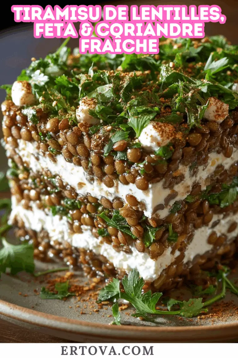 Tiramisu de lentilles, feta et coriandre fraîche