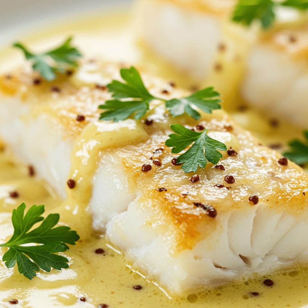 recette Cabillaud au Four à la Moutarde et Crème Citronnée