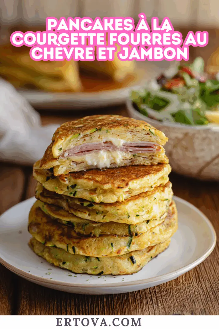 Pancakes à la courgette fourrés au chèvre et jambon