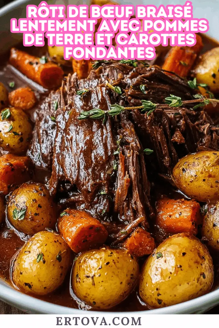 Rôti de bœuf braisé lentement avec légumes fondants