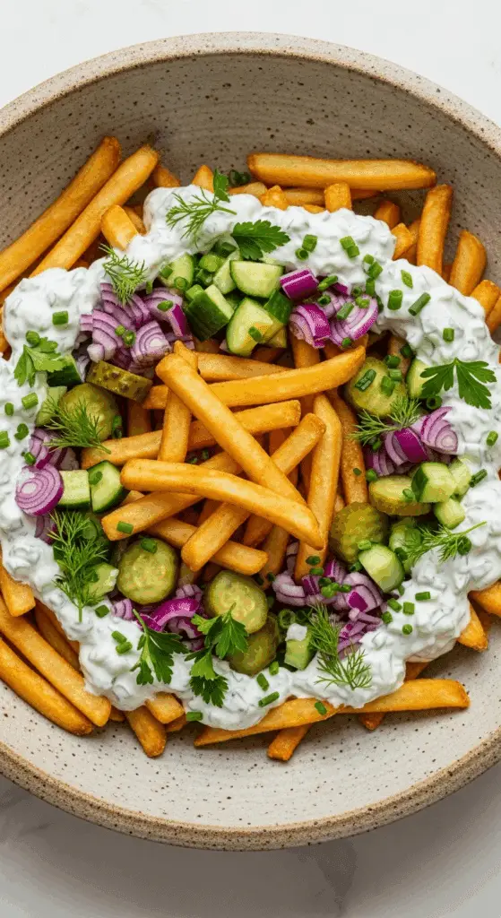 Salade de frites tendance aux herbes