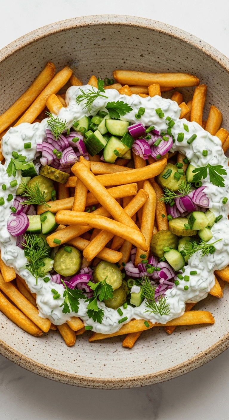 Salade de frites tendance aux herbes