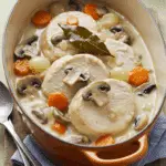 Blanquette de sot-l'y-laisse de dinde élégante sauce crémeuse blanche fenouil braisé