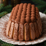 Bûche façon marquise au chocolat élégante saupoudrée de cacao