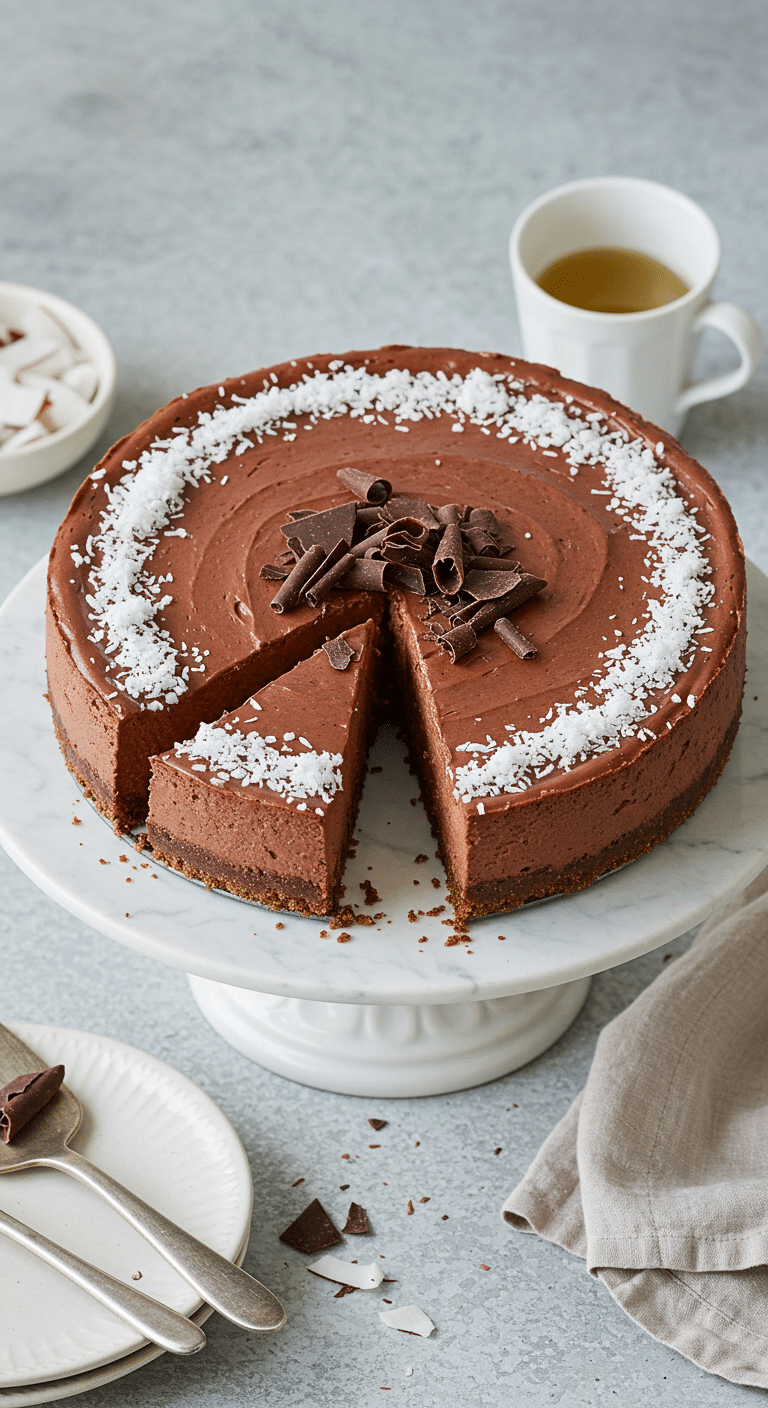 Cheesecake au chocolat et à la noix de coco avec garniture crémeuse