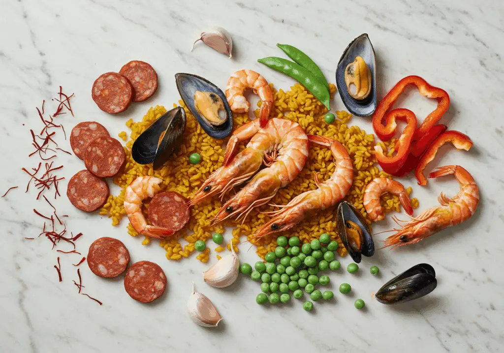 Ingrédients essentiels pour riz façon paëlla maison
