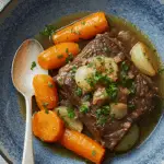 Joue de bœuf aux carottes mijotée dans cocotte française traditionnelle