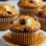 muffin poire chocolat doré avec pépites chocolat visibles
