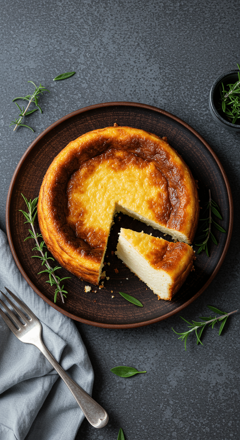 Fiadone gâteau corse traditionnel au brocciu texture crémeuse dorée