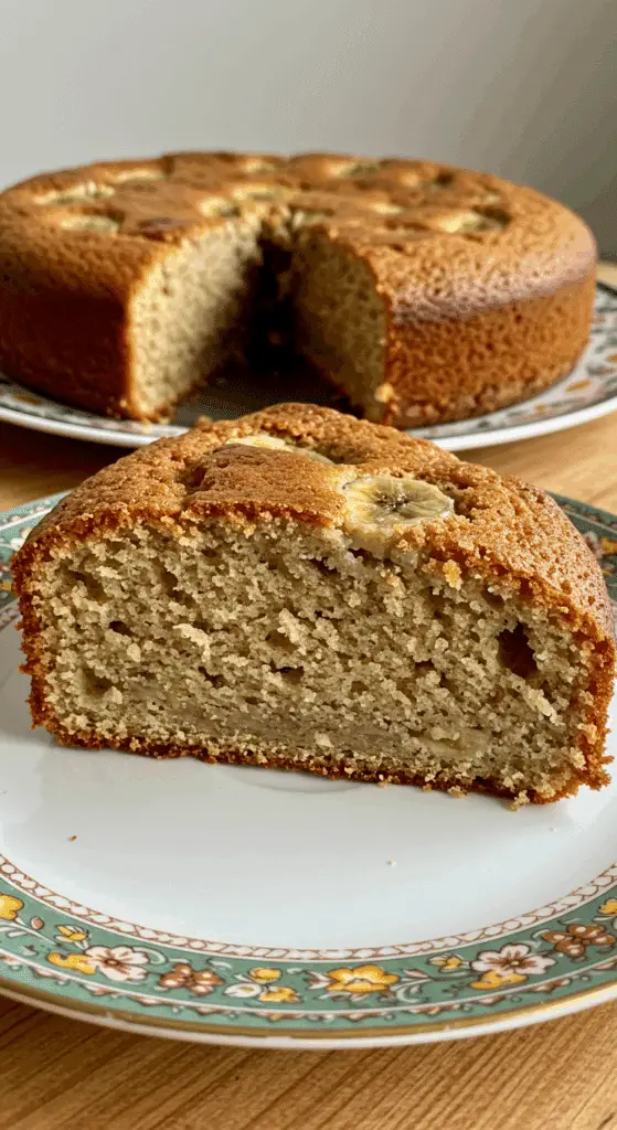 Part de fondant banane amandes dressée avec glace vanille