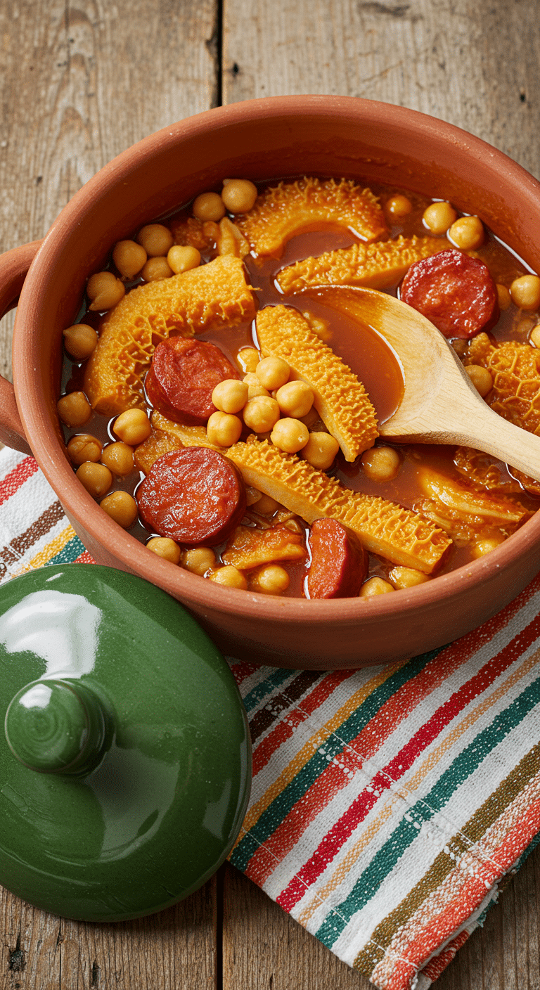 Tripes à la madrilène dans casserole traditionnelle espagnole avec chorizo