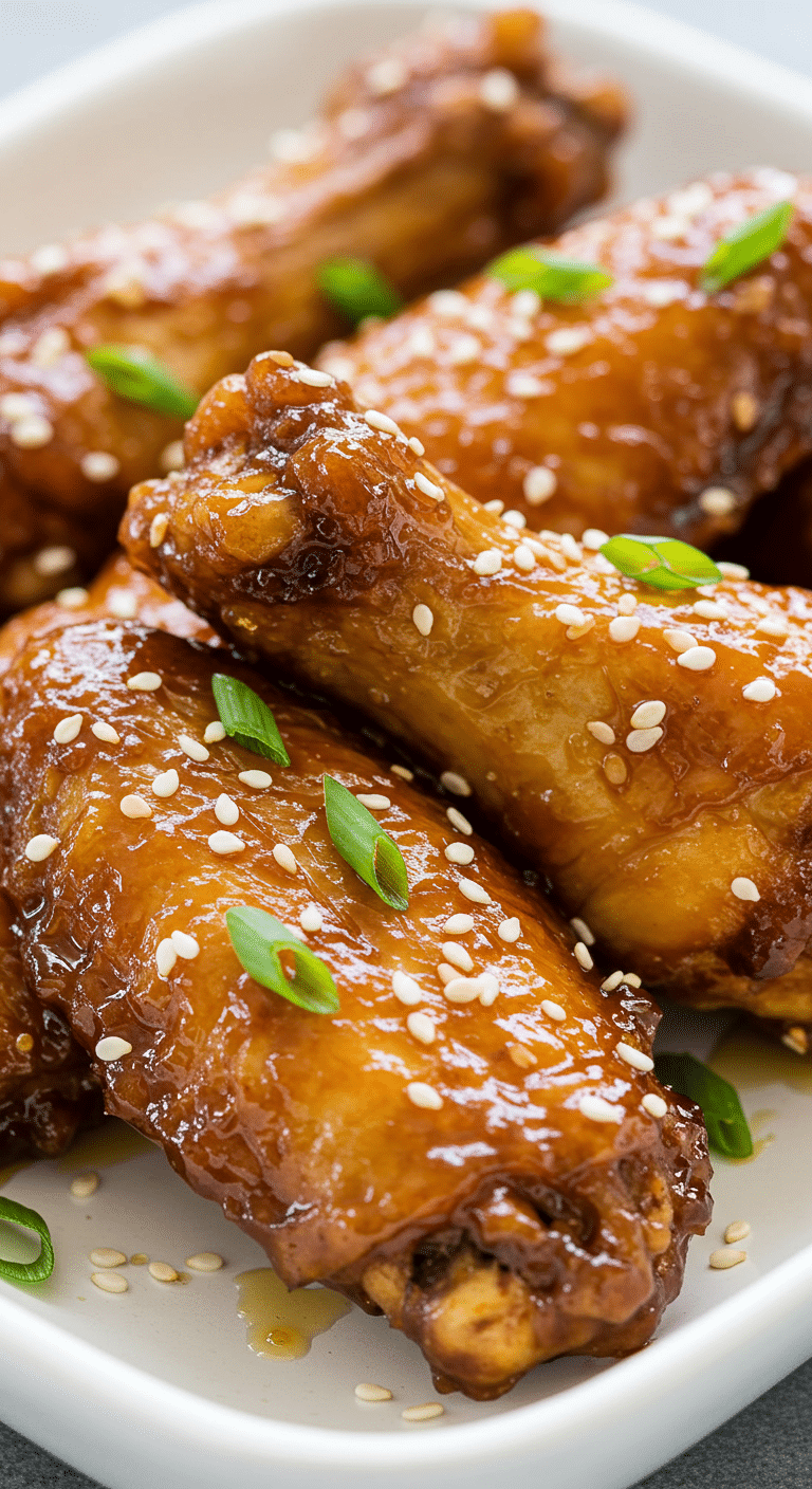 Chicken Wings au caramel vietnamiennes laquées sauce ambrée avec ciboule fraîche