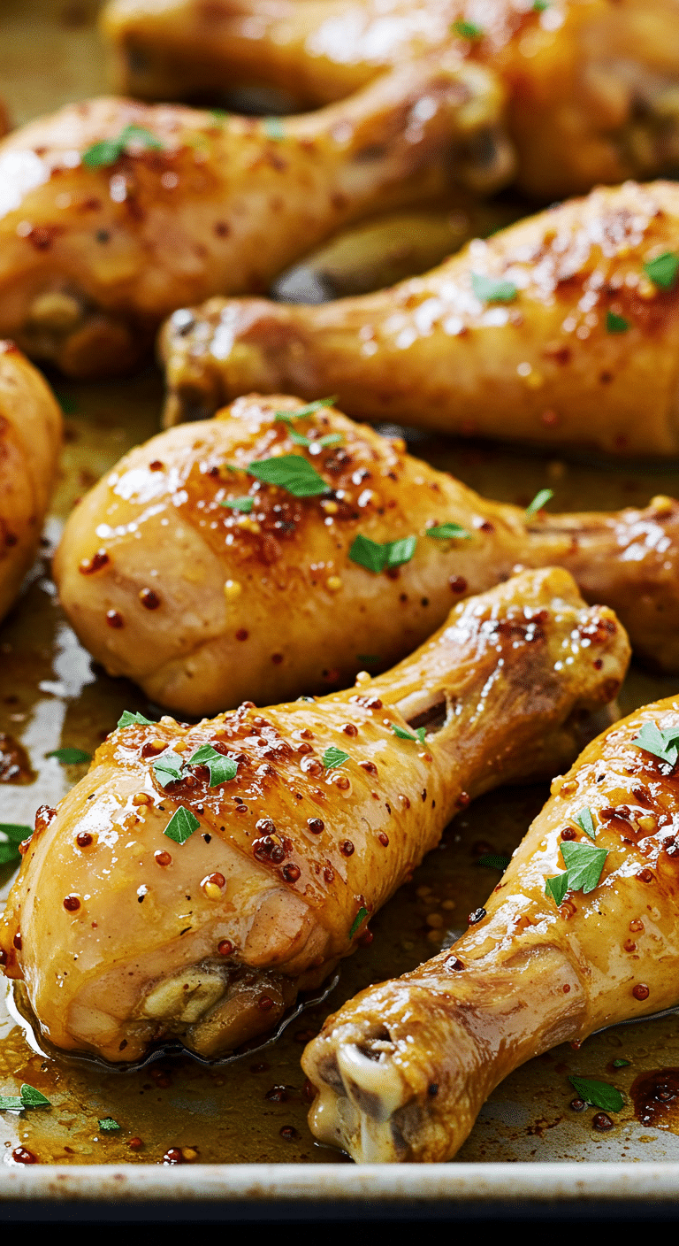 Cuisses de poulet au miel et à la moutarde dorées au four