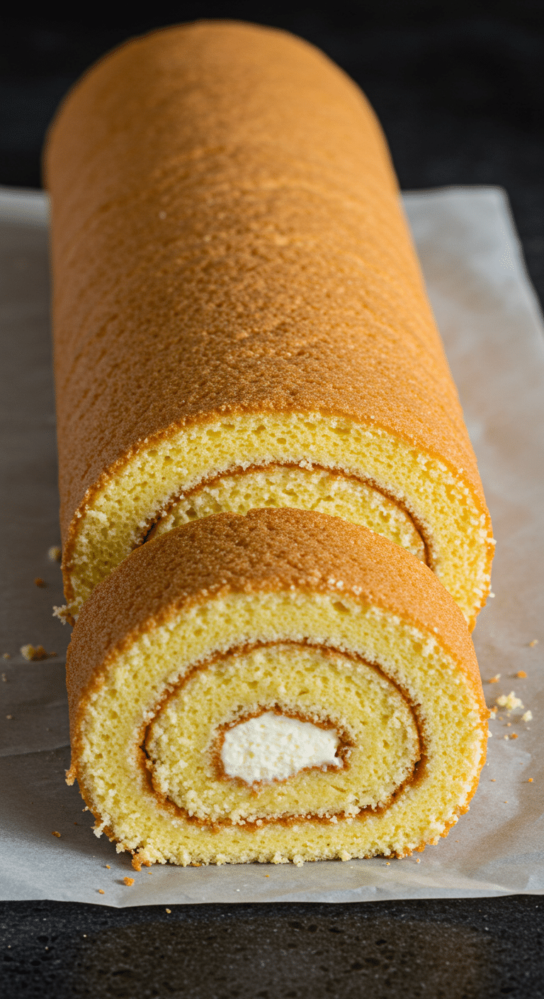 Génoise pour bûche roulée dorée et aérienne sur papier cuisson technique française