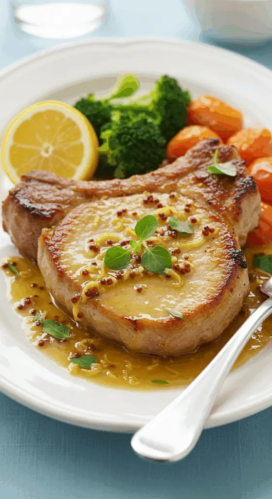 Grillade de porc au citron et moutarde dorée avec sauce brillante