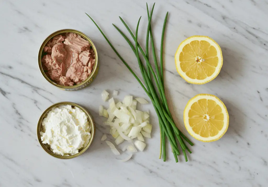 Ingrédients rillettes thon St Môret échalote citron ciboulette