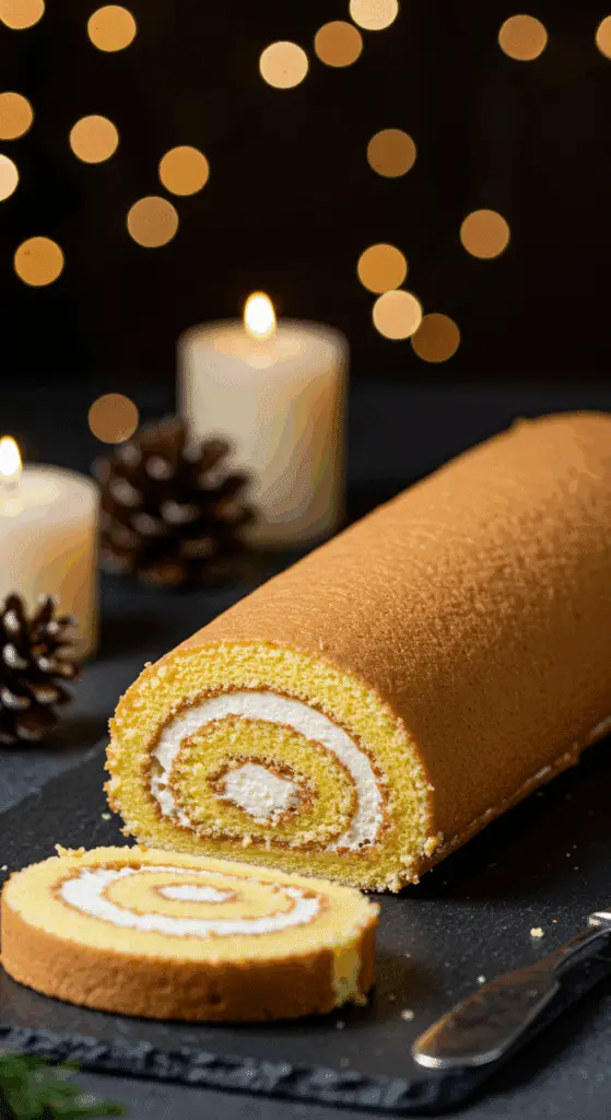Présentation élégante bûche Noël table festive spirale parfaite décoration française
