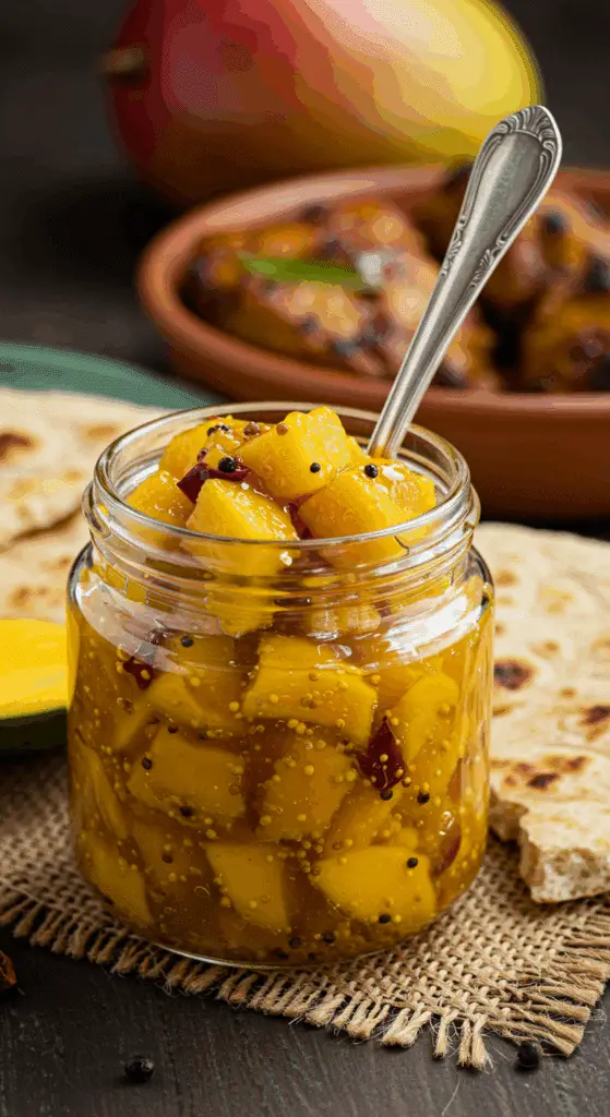 Service chutney mangue viande grillée bols céramique table indienne