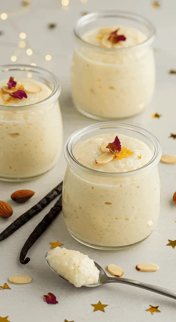 Service semoule lait fleur oranger verres pétales rose amandes table méditerranéenne