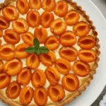 Tarte aux abricots et crème d'amande dorée parfaite sur bois rustique
