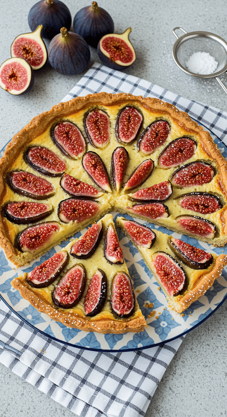Tarte aux figues fraîches caramélisées avec crème à la cannelle