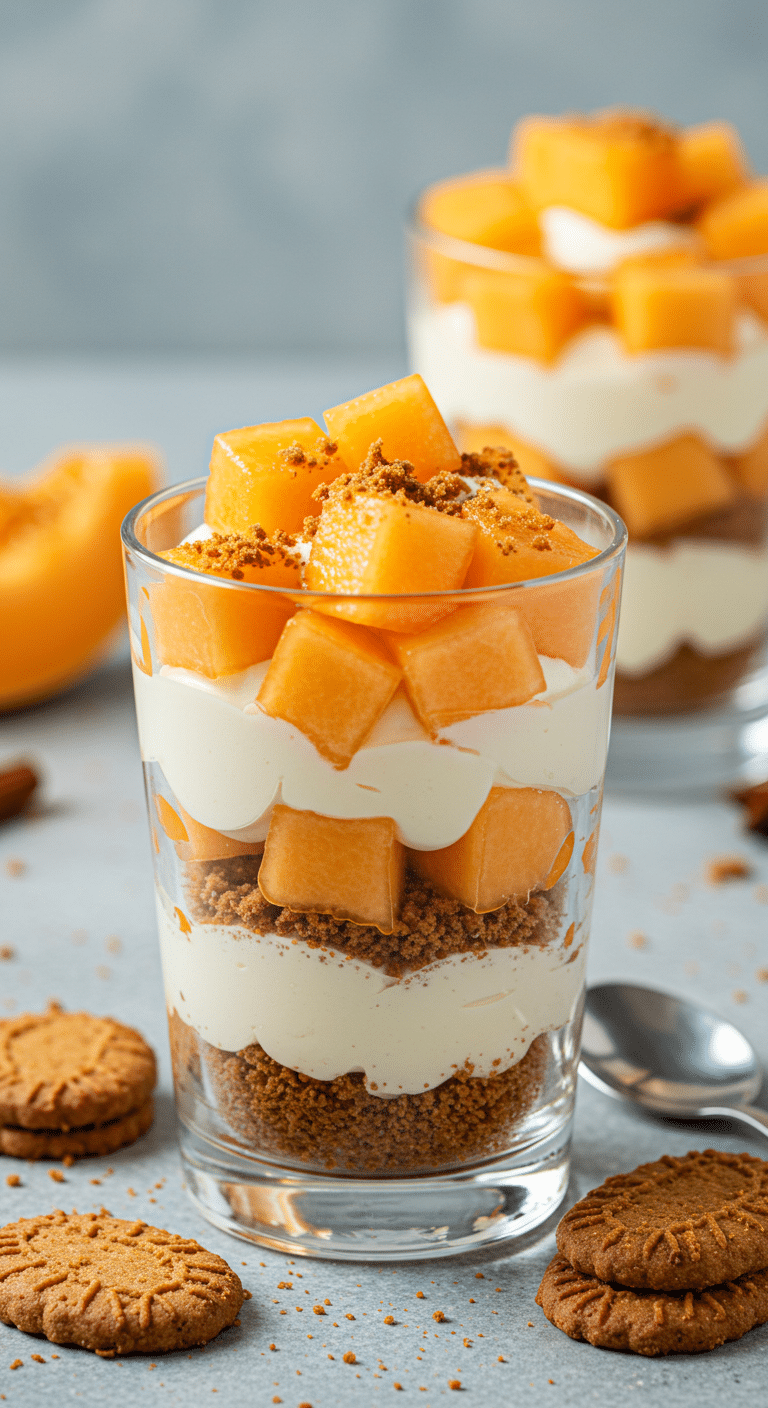 Tiramisu melon et speculoos en verrines élégantes avec couches distinctes