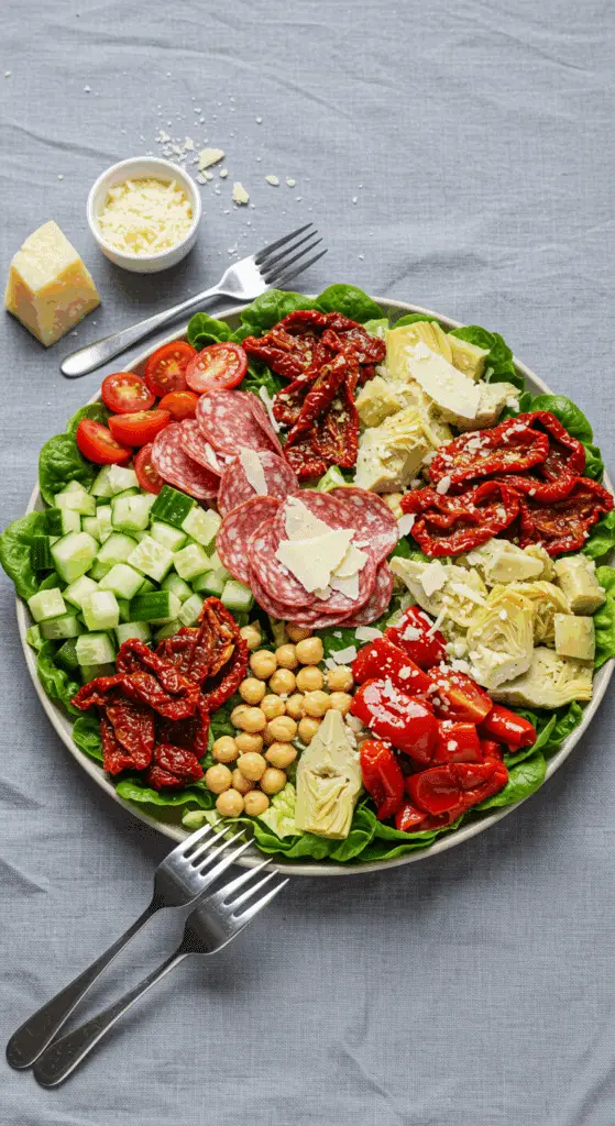Assemblage élégant de la salade style La Scala dans un grand bol